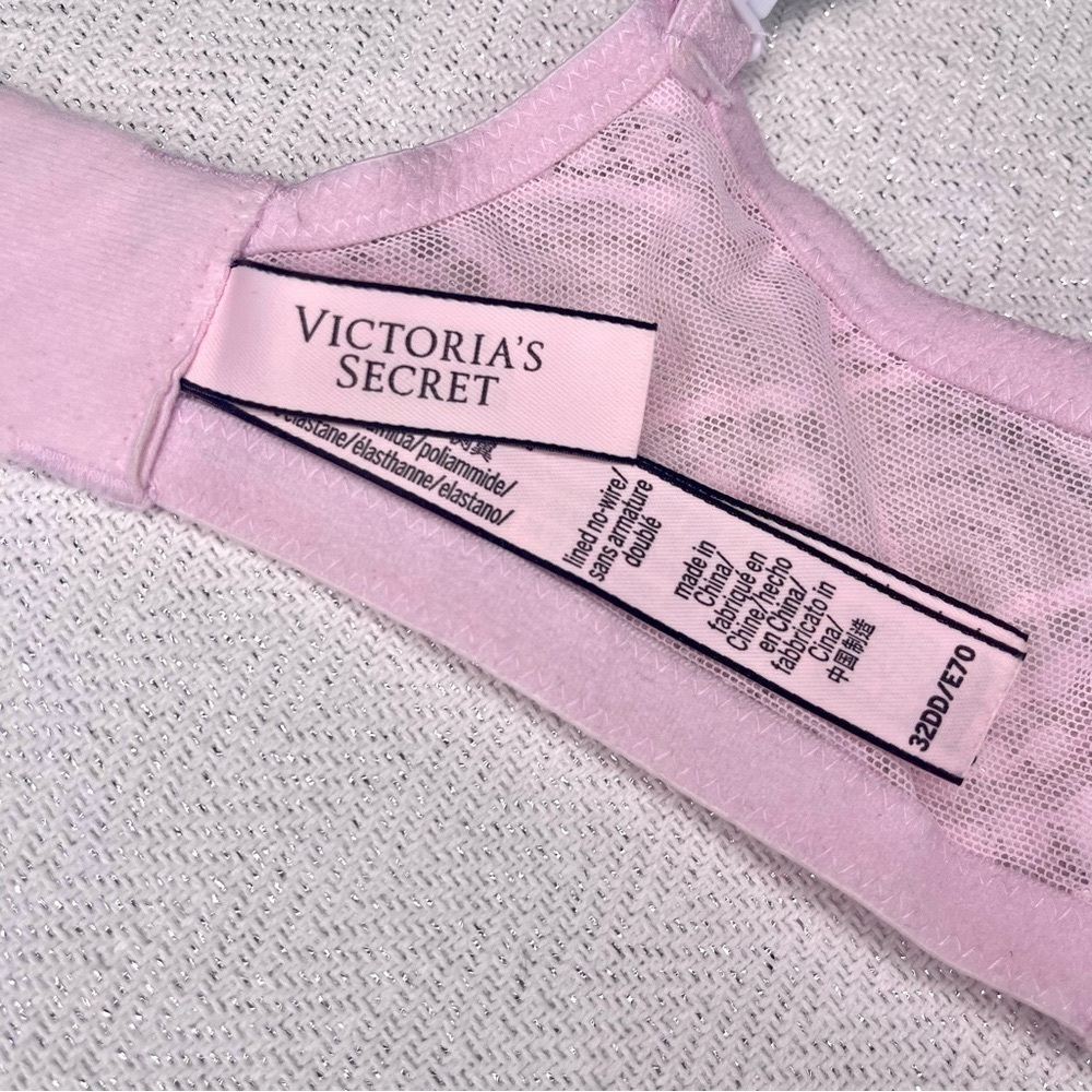 Victoria Secret Lace T Shirt Bra Lightly Lined Wireless Pink 32DD - Picture 8 of 8